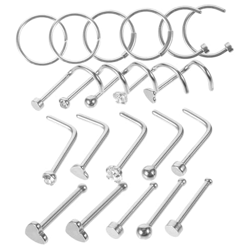FOMIYES 21 Stck Teiliges Nasenpiercing aus Rostfreiem Vielseitige Nasenringe und Stecker für Damen Körperschmuck Accessoires Geeignet für Alltag und Besondere Anlässe von FOMIYES