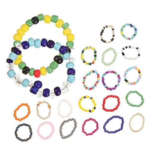 FOMIYES 21 Stück Teiliges Bunter Perlenringe Kreative Damenringe Finger Accessoires Vielseitig Einsetzbar für Alltag und Party von FOMIYES