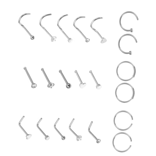 FOMIYES 21 Teiliges Nasenring Rostfreiem Dekorative und Praktische Nasenringe mit Glatter Oberfläche Rostbeständig Modisch für Damen und Herren für Party und Festivalgebrauch von FOMIYES
