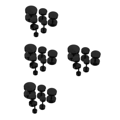 FOMIYES 24 Stck. Teiliges Punk Titanium Ohrstecker Set Hantelform Schwarz Herren Damen Ohrschmuck Mode Schmuck für Geburtstag Valentinstag von FOMIYES
