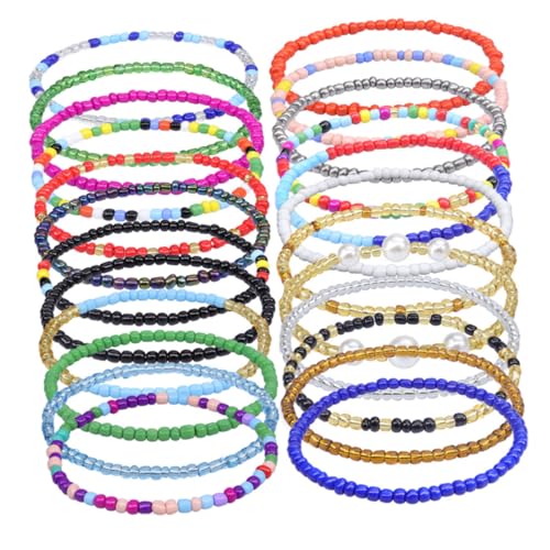 FOMIYES 24 Stück Teiliges Boho Glasperlen Fußkettchen Bunte Strand Fußkette Sommerliches Unisex Knöchelschmuck Vielseitig Kombinierbar für Festivals Strandpartys Geburtstagsfeiern von FOMIYES