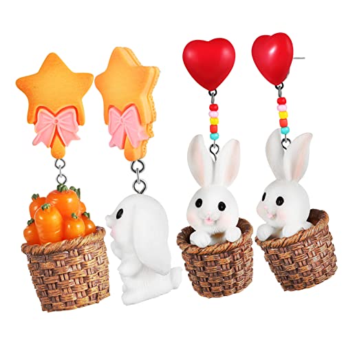 FOMIYES 2paare Silber Frühlings Ohrringe Bunny Karotten Anhänger Hängeohrringe Für Frauen Und Mädchen Leichte Trendige Dangle Ohrringe Für Festtagsmode von FOMIYES