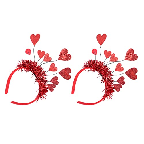 FOMIYES 2Pcs Mädchen Herzen Band Valentinstag Neue Festival Valentinstag Zubehör Pailletten Form Dekoration Rot Glitzer Tag Mädchen Haarbänder für Herzförmige Kostüm Bopper von FOMIYES