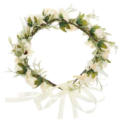 FOMIYES 2St Brautgirlande Brautjungfern Stirnband Blumengirlande Fee Kopfschmuck Brautjungfern-Haargummi Haarband Tiara Stirnband für Damen Blumenkronen-Kit Mädchen Kranz von FOMIYES