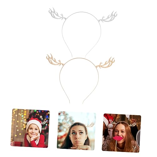 FOMIYES 2St Geweih-Stirnband aus Legierung christmas haarreif christmas headband weihnachtskopfschmuck weihnachtsstirnband Elchhörner Haarschmuck schmücken Haarnadel Fräulein Kopfbedeckung von FOMIYES