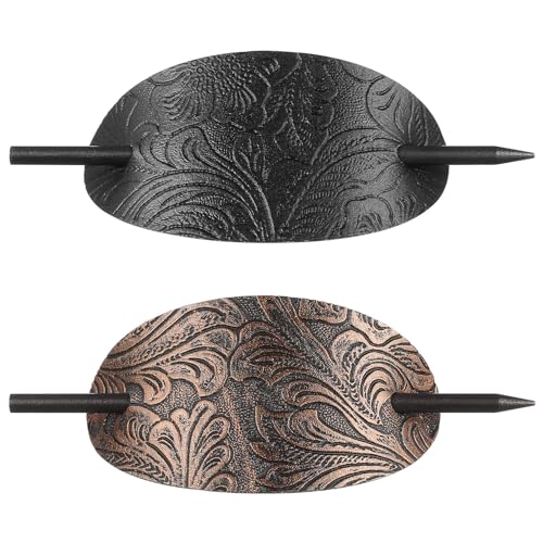FOMIYES 2St Haarnadel Haarschmuck für Frauen Haarstäbe für Frauen Haarspangen für Damen Lederspange mit Stock Haarspange aus Leder mit Stab Pferdeschwanzhalterstift Haarstock Holz von FOMIYES