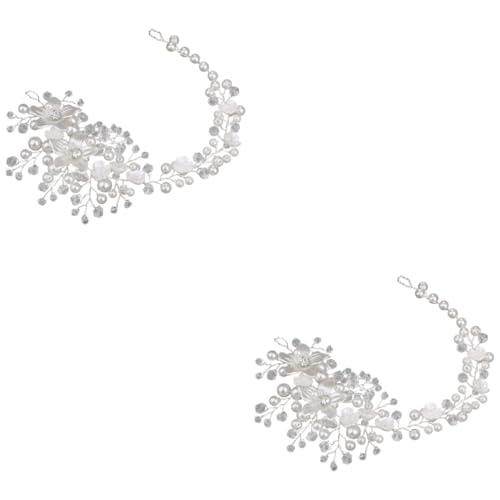 FOMIYES 2St Haarschmuck für die Hochzeit hair accessories for girls hochzeitshaar schmuck Haargummis Stirnband Haarschmuck für die Braut Braut-Haarkette Perle Kopfbedeckung Zubehör Weiß von FOMIYES