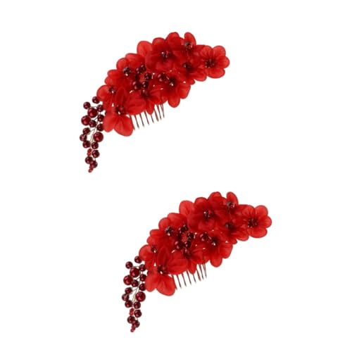 FOMIYES 2St Haarspangen Haarklammer hair claw clip erot Accessoires für Hochzeitskleider Hochzeit Haarspange Tiara Haarnadel Haarschmuck für Frauen Kamm weiß Rot Kopfbedeckung Zubehör s803 von FOMIYES