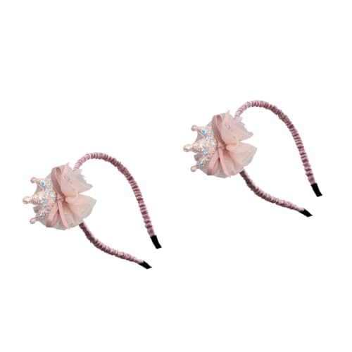 FOMIYES 2St Kronen-Stirnband kinder haarschmuck kinderkrone Kronen-Haarband Tiara für Mädchen Haargummi Haarreifen für Mädchen Party-Stirnbänder Fee Kopfbedeckung Haarnadel Braut Rosa von FOMIYES