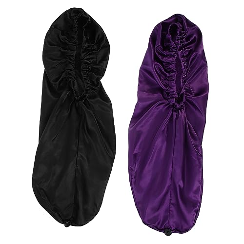 FOMIYES 2St Nachtmütze Faltbare Sonnenhüte für Damen Beanie-Mütze für Damen Baskenmütze Frauen Mütze binden Highlighter-Kappe haar kur haar pflege Haarpflegehaube für Frauen Badehüte Satin von FOMIYES