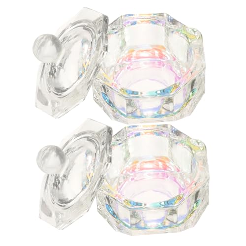 FOMIYES 2St Nail Art Kristallbecher nagellack nagelgele nagelbeißer stop schmuck-aufbewahrung nail gel polish Schermaschinen LED Aufkleber Acryl Dill Dappen-Gericht Nagelschale Tasse Glas von FOMIYES