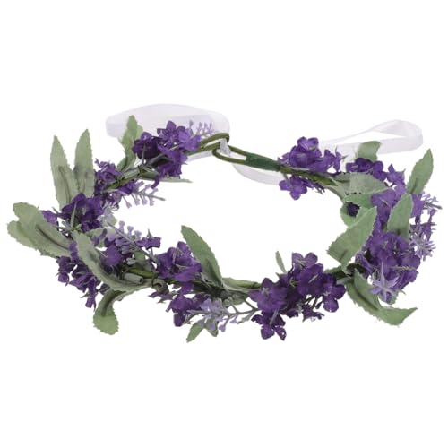 FOMIYES 2St Party-Stirnbänder Blumenkronen für die Party Haarschmuck für die Hochzeit die Krone floraler Kopfschmuck Braut Stirnband mit Blumenmuster Mädchen Lavendel Stroh Kranz Fräulein von FOMIYES