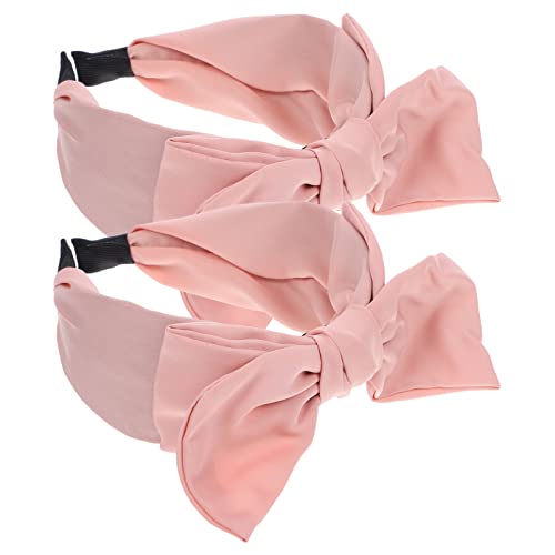 FOMIYES Haarband Mit Schleife Kopfbedeckung 2er-pack Schleifen-stirnbänder Für Damen Großes Haarband Mit Schleife Spitze Breiter Rand Geknotetes Stirnband von FOMIYES