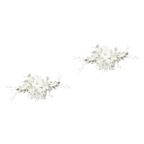 FOMIYES 2St Tiara haarschmuck Kopfschmuck für die Braut Brautkamm Hochzeit Haarkamm die Blumen Kopfbedeckung Zubehör Weiß von FOMIYES