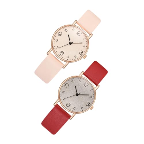 FOMIYES 2 Stück Damen Armbanduhr Quarz Uhr mit PU Armband Casual Uhr für Schule Partys und Freizeit Damenuhr von FOMIYES