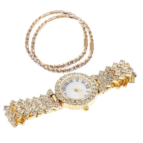 FOMIYES 2stücke Damen Strassuhr Quarz Armbanduhr Mit Diamantoptik Und Bruchfestem Armband Glänzendes Design Für Einzigartige Mode Als Für Frauen Und Mädchen von FOMIYES