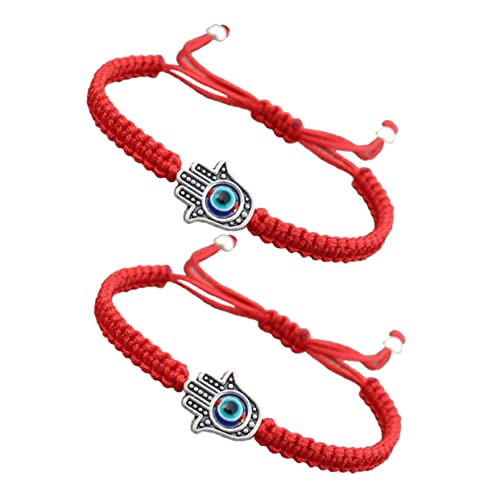 FOMIYES 2Stücke Handgefertigte Evil Eye Armbänder Verstellbare Schutzarmbänder Geflochtenem für Herren Damen Sich Negativem Einfluss von FOMIYES