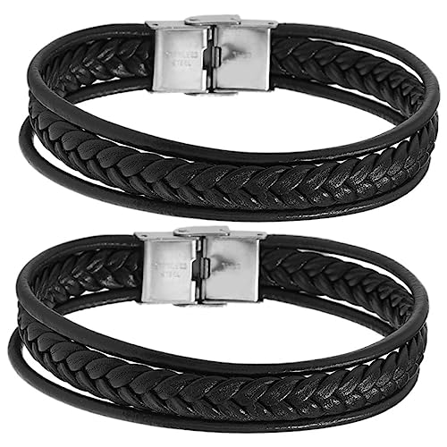 FOMIYES 2Stücke Herren Lederarmband Geflochtenes Armband Hochwertigem Material Stilvolle Schmuckdekoration für Männer Partys Besondere Anlässe Klassischem von FOMIYES
