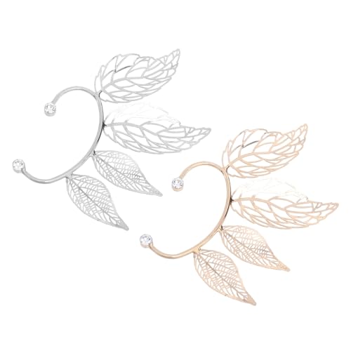 FOMIYES 2Stücke Hohlblätter Ohrmanschetten nicht Piercing Clip Ohrringe für Frauen Modisches Accessoire für Partys Hochzeiten Langlebig von FOMIYES