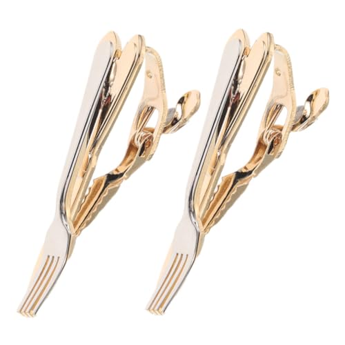 FOMIYES 2stücke Kupfer Krawattenklammer Bestecksform Für Männer Starkes Verschlussdesign Kupfer Krawattenzubehör Für Business Hochzeit Haltbare Krawattennadel von FOMIYES