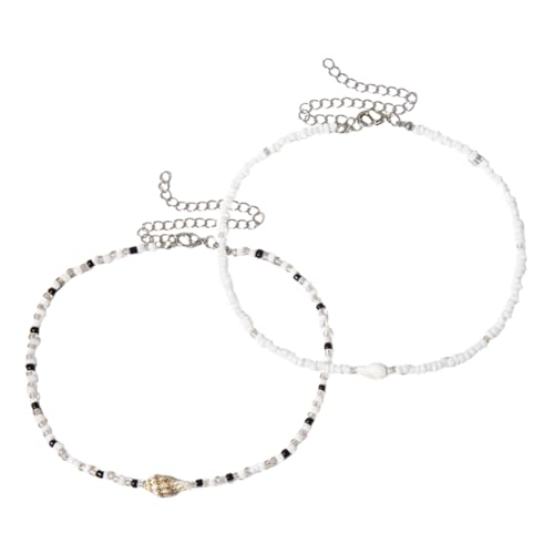 FOMIYES 2stücke Muschelkette Für Damen Perlenhalsband Strand Halskette Urlaubs Schmuck Sommerschmuck Längenverstellbar Choker FOMIYES 2stücke Muschelkette Für Damen Perlenhalsband Strand Halskette Urlaubs Schmuck Sommerschmuck Längenverstellbar Choker von FOMIYES