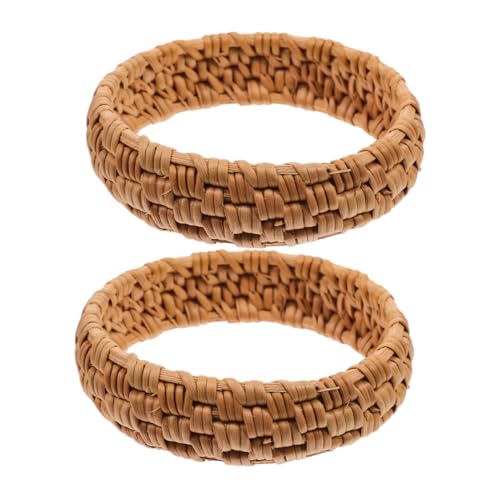 FOMIYES 2Stücke Rattan Armbänder Handgewebt Holz Vielseitig Tragbar Für Looks Leicht Layering Oder Ergänzung von FOMIYES