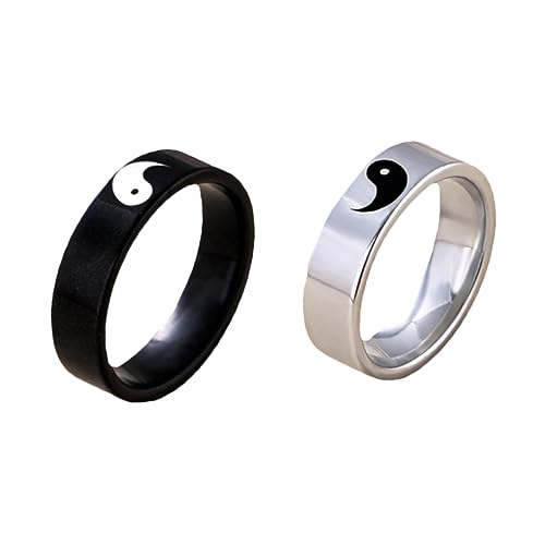 FOMIYES 2stücke Paarringe Tai Chi Balance Symbol Ringe Für Männer Und Frauen Finger Schmuck Ornament Mit Glatter Und Feiner Verarbeitun von FOMIYES