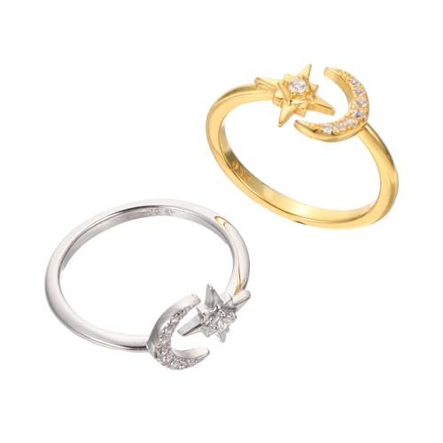 FOMIYES 2Stücke Verstellbare Offene Ringe mit Sternform Modischer Ringschmuck für Damen für Täglichen Gebrauch Jubiläen Besondere Anlässe von FOMIYES