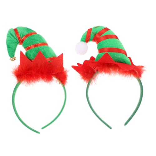 FOMIYES 2er Set Weihnachts Hut Haarreifen Einzigartige Xmas Party Kopfbedeckung Mit Glöckchen Und Federn Lustige Weihnachtsdeko Für Erwachsene Und Festival Party Requisiten von FOMIYES