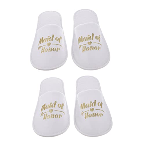 FOMIYES 2paare Hochzeitsstoffslipper Mit Goldener Prägung Wiederverwendbar-hausschuhe Für Brautjungfern Und Hochzeitsfeiern Für Hochzeitsgäste Und Brautpartys von FOMIYES