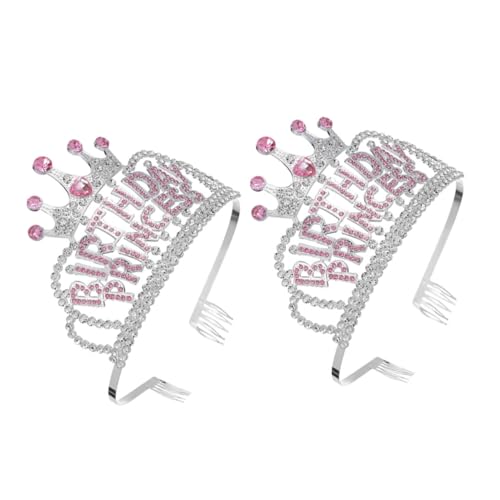 FOMIYES 2pcs Geburtstagskrone Für Mädchen Strass -prinzessin Tiara Stirnband Für Geburtstagsfeier Performance Geburtstagsbehörden Accessoires von FOMIYES