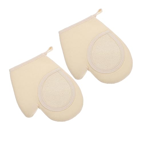 FOMIYES 2st Badetuch Handschuhe Reiben Dual Schwamm Geschirrspülen Körper Badehandschuhe Waschbar Handtücher -badetuch Haushaltsreinigungswerkzeuge Schrubben Handtuch Beige Luffa von FOMIYES