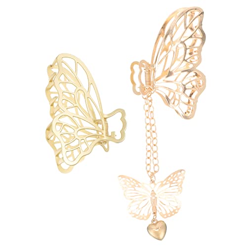 FOMIYES 2st Drei Dimensionale Schmetterlings Haars Pange Schmetterlingsklammern Für Haare Haarnadeln Perlen Für Haare Haaranhänger Schmetterlings-creolen Aufkleber Greifer Golden Legierung von FOMIYES
