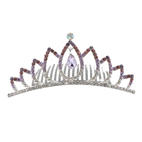 FOMIYES 2St farbige Strasskrone Krone für Kinder Tanzparty die Krone Hochzeitsdekoration Braut Tiara Kamm Kronenkamm für die Braut Legierung Kopfbedeckung Haarschmuck Zubehör Fräulein von FOMIYES