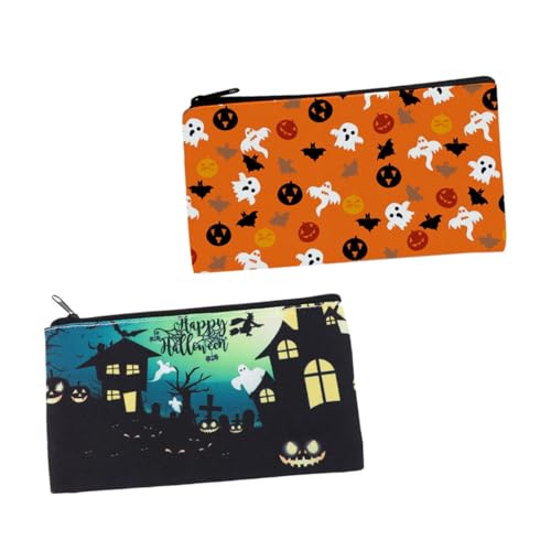 FOMIYES Kompakte Halloween-Make-up-Tasche in Kürbisform Canvas-stiftetasche Kosmetikaufbewahrung mit Reißverschluss für Frauen Freunde und Familie von FOMIYES