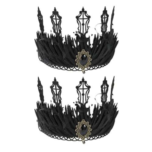 FOMIYES 2st Hexenkrone Schwarze Scrunchies Für Haare Kostüm Maske Hochzeit Frauen Braut- Prinzessin Zubehör Gothic Tiara Brautaccessoires Schmuck Stolz Kopfbedeckung Black Polyester von FOMIYES