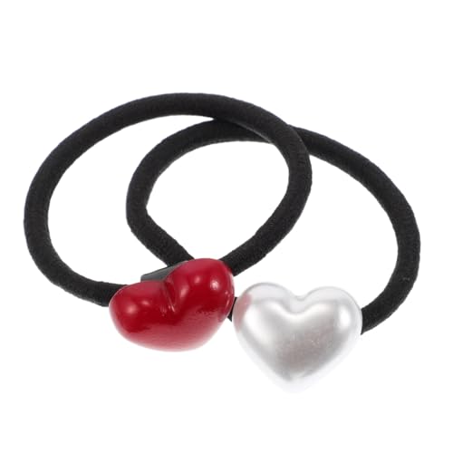FOMIYES 2 Stück Elastische Haargummis Mit Herzmotiv Hohe Elastizität Weich Für Frauen Und Mädchen Valentinstag Haaraccessoires Für Pferdeschwanzhalter von FOMIYES