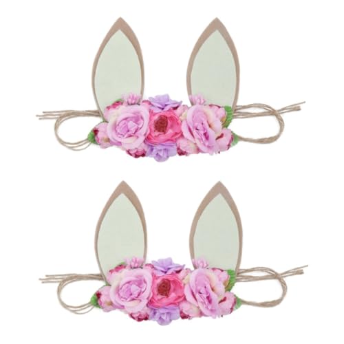 FOMIYES 2St Kinderkorb Haargummis für Kleinkinder Haargummis für Kinder Gürtel für Kinder Stirnband Haarband Tiara Ostern Kopfbedeckung Kaninchen-Kopfbedeckung Blumen Haarschmuck Baby von FOMIYES