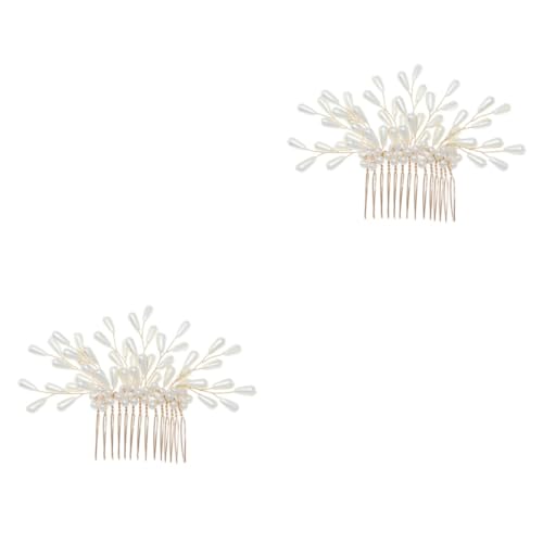 FOMIYES 2st Perlenhaarspangen Braut Haarspange Brautkopfschmuck Für Die Hochzeit Hochzeitskopfschmuck Hochzeitshaarkamm Für Die Braut Haarspangen Für Damen Handbuch Fräulein Haarnadel von FOMIYES