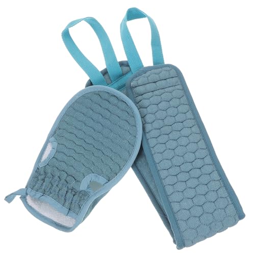 FOMIYES 2stücke Handtuch Blau Rückenreibetuch Badehandschuh Mit Langen Streifen Für Dusche Spa Hornhautentfernung Peeling Massage Werkzeug von FOMIYES