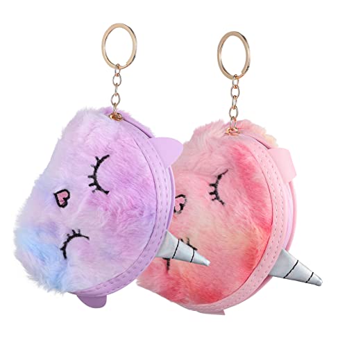 FOMIYES 2stücke Münze Geldbeutel Cartoon Plüsch Einhorn Münze Tasche Zipper Ändern Beutel Komfortables Fühlen Leuchtende Farbe Niedliche Design Platz Für Kleingeld Schlüssel Kosmetika Kart von FOMIYES
