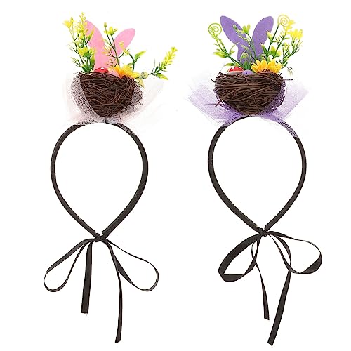 FOMIYES 2stücke Osterstirnbänder Mit Vogelnest-design Und Künstlichen Blumen Haarreifen Für Osternparty Festivalhaarband Dekorativ Leicht Und Angenehm Zu Tragen von FOMIYES
