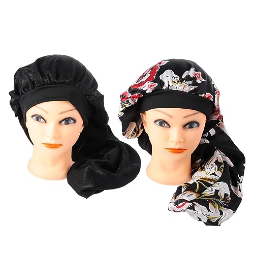 FOMIYES 2stücke Pack Elastische Nachtmütze Mit Langem Seidige Kopfbedeckung Für Langes Haar Lockiges Haar Für Damen von FOMIYES