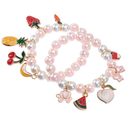 FOMIYES 2stücke Perlenarmband Mädchen Perlenarmbänder Schönes Armband Für Junge Mädchen Kinderarmband Imitat-perlenarmband Cartoon-armband-zubehör Design von FOMIYES