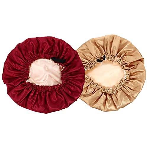 FOMIYES 2stücke Satin Schlafhaube Mit Verstellbarer Schnalle Kopfbedeckung Aus Hochwertigem Satin Elastische Nachthaube Kopftuch Für Frauen Und Mädchen Chemomütze Atmungsaktiv Und von FOMIYES