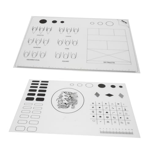 FOMIYES 2stücke Silikon Nagel Praxis Platte Nail Art Matte Übungsmatte Waschbare Manikürematte Schwarz-weiße Testzonen Für Stempel Farbkombinationen Testen von FOMIYES