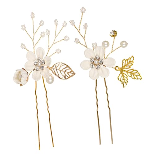 FOMIYES 2stücke U-förmige Hochzeits-haarspangen Mit Blüten Und Perlen Handgemachter Brautschmuck Für Damen Für Braut Und Brautjungfern von FOMIYES