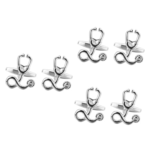 FOMIYES 3 Paar Manschettenknöpfe Silber Manschettenknöpfe Kreativ Ärmelnagel Mode Hemdnagel Business Manschettenknopf Stethoskop Manschettenknopf von FOMIYES