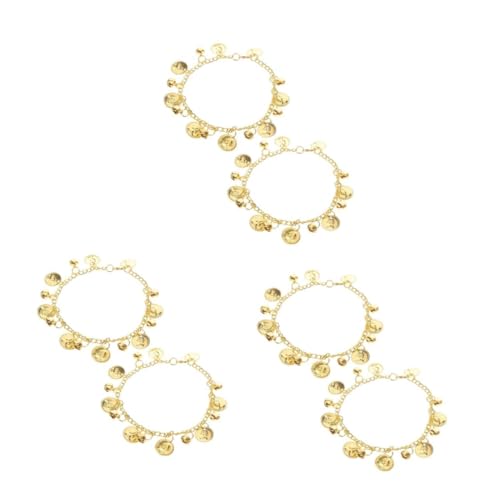FOMIYES 3 Paare Bauchtanz Fußkettchen Damen Goldfarbene Bauchtanz Schmuck mit Münzen Quasten Körperkette für Bauchtänzerin Bühnenauftritte Partys Festivals von FOMIYES