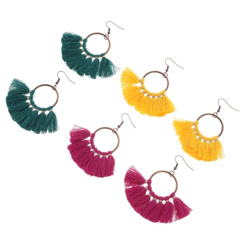 FOMIYES 3 Paare Boho ohrringe mit Ethno quasten Lange Baumelnde Ohrhänger für Damen und Teens Modisches Schmuck Geschenk für Alltag Party Hochzeit und Reise von FOMIYES